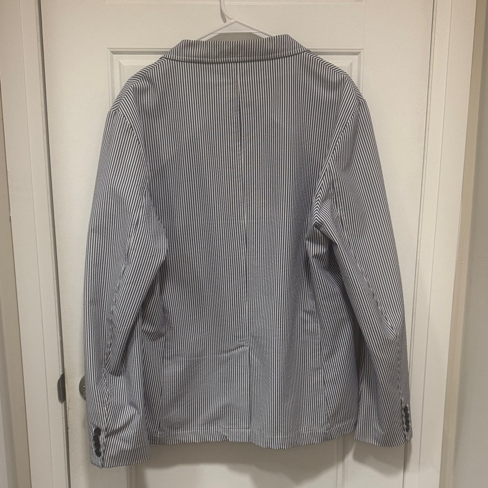 ZARA Men’s Classic Blue & White Striped Seersucker Blazer - Size XL - Picture 9 of 14